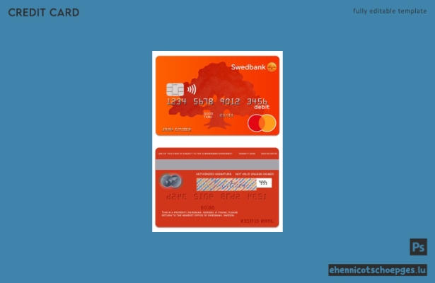 Beispielvorschau der schwedischen SwedBank Debit Mastercard
